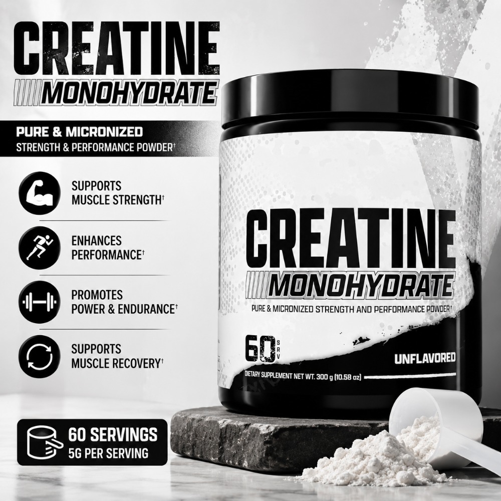 Creatine Monohydrate Powder - Micronized Creatine Monohydrate Poeder 300g 60